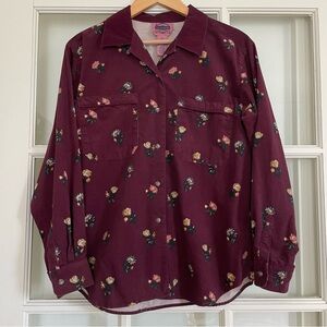 Cambridge Dry Goods 100% cotton corduroy floral button up shirt medium M